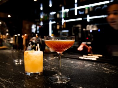 Jack-O'-Lantern Cocktail on table